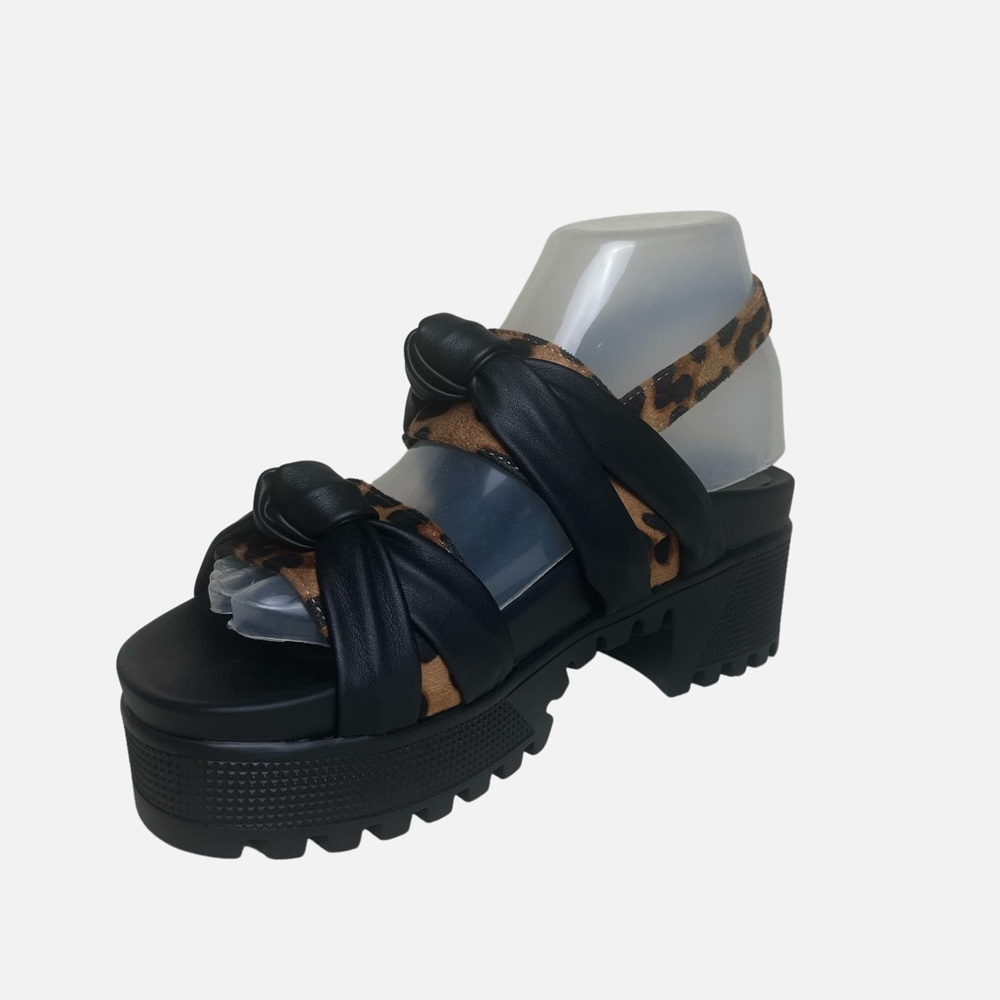 Chunky cheetah platform sandal